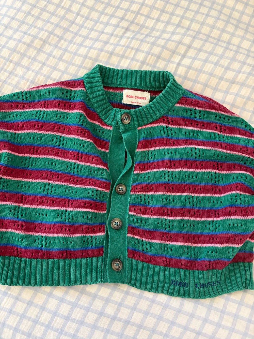 Bobo Choses Pointelle Striped Cardigan